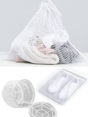 3lü Yıkama File Seti - Ayakkabı Filesi-Plastik Aparatlı Sütyen Yıkama- Çamaşır Yıkama Filesi