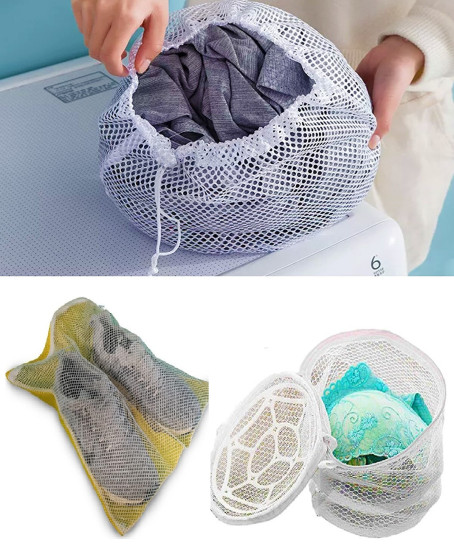 3lü Yıkama File Seti - Ayakkabı Filesi-Plastik Aparatlı Sütyen Yıkama- Çamaşır Yıkama Filesi