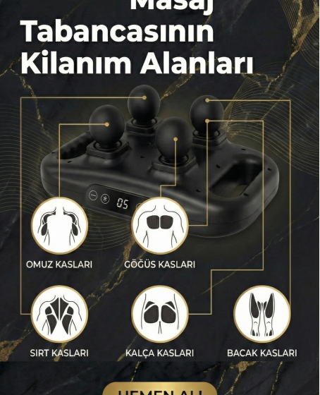 4 Başlıklı Masaj Tabancası - Ergonomik Derin Doku Sırt ve Boyun Masaj Aleti Ağrı ve Sızı Giderici 4 Başlıklı Masaj Tabancası - Ergonomik Derin Doku Sırt ve Boyun Masaj Aleti Ağrı ve Sızı Giderici