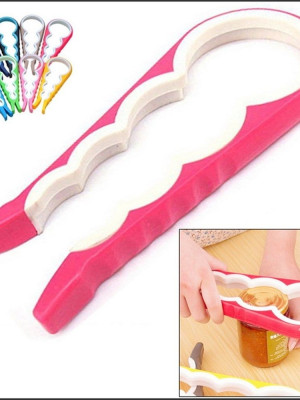 4 Fonksiyonlu Plastik -Silikon Şişe Kavanoz Kapağı Açma Aparatı
