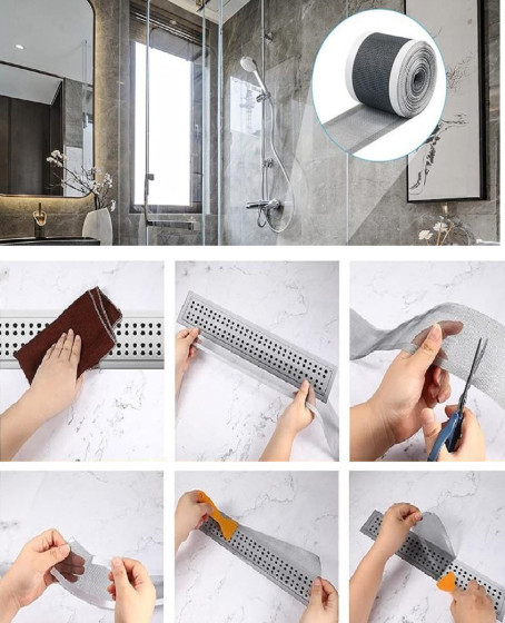 4 Metre Yapışkanlı Banyo Gider Koruyucu Saç Toplayıcı – Gider Böcek Koruyucu Gider Süzgeci