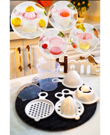 5 in 1 Süzgeç - Huni - Limon Sıkacağı - Yumurta Akı Ayırıcı Hazneli Mutfak Aparatı 5 in 1 Süzgeç - Huni - Limon Sıkacağı - Yumurta Akı Ayırıcı Hazneli Mutfak Aparatı