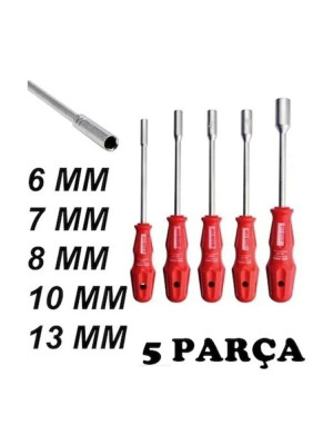5 Adet Lokma Anahtar Tornavida 6/7/8/10/13/mm Metal Altıgen