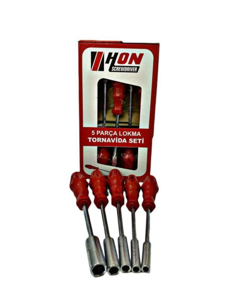 5 Adet Lokma Anahtar Tornavida 6/7/8/10/13/mm Metal Altıgen