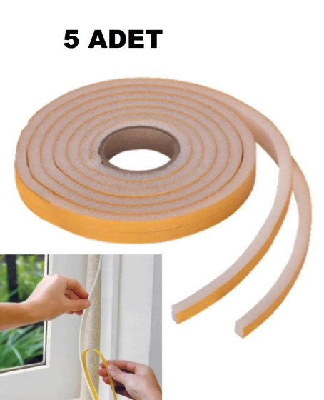 5 Adet Kapı Pencere Isı Yalıtım Süngeri Yapışkanlı Pencere Rüzgar Bandı 18MM x 2,5 MT 5 Adet Kapı Pencere Isı Yalıtım Süngeri Yapışkanlı Pencere Rüzgar Bandı 18MM x 2,5 MT