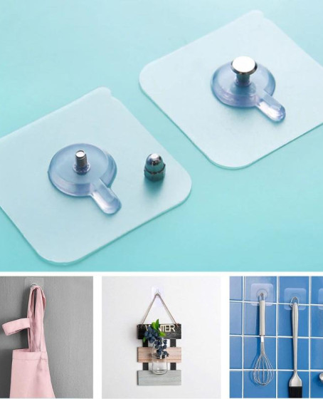 5 Li Yapışkanlı Mutfak Banyo Raf Tutucu Askı Pin Çerçeve Çok Amaçlı Askısı