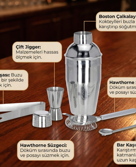 5 Parça Kokteyl Hazırlama Seti 550 Ml