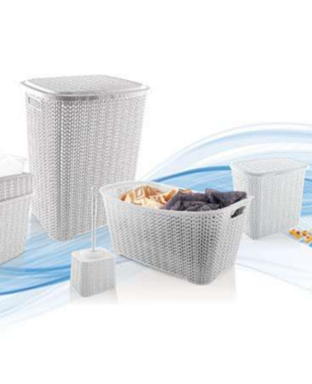 5 Parça Örgü Desenli Plastik Banyo Seti Çamaşır Sepeti Deterjanlık Çöp Kovası Klozet Fırçası - Gri 5 Parça Örgü Desenli Plastik Banyo Seti Çamaşır Sepeti Deterjanlık Çöp Kovası Klozet Fırçası - Gri