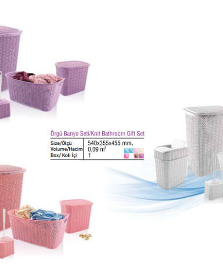 5 Parça Örgü Desenli Plastik Banyo Seti Çamaşır Sepeti Deterjanlık Çöp Kovası Klozet Fırçası - Mavi 5 Parça Örgü Desenli Plastik Banyo Seti Çamaşır Sepeti Deterjanlık Çöp Kovası Klozet Fırçası - Mavi