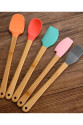 5'li Renkli Ahşap Saplı Silikon Uçlu Spatula Fırçalı Kaşık Seti -Yemek Hazırlık Seti 21 Cm 5'li Renkli Ahşap Saplı Silikon Uçlu Spatula Fırçalı Kaşık Seti -Yemek Hazırlık Seti 21 Cm