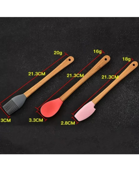 5'li Renkli Ahşap Saplı Silikon Uçlu Spatula Fırçalı Kaşık Seti -Yemek Hazırlık Seti 21 Cm 5'li Renkli Ahşap Saplı Silikon Uçlu Spatula Fırçalı Kaşık Seti -Yemek Hazırlık Seti 21 Cm