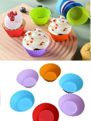 6 Adet Yıkanabilir Mini Tırtıklı Muffin Kalıbı- Ribanalı Kek-Cupcake- Renkli Hamur Işi Kabı
