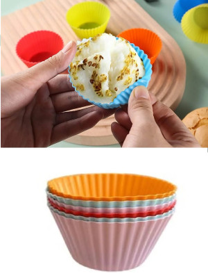 6 Adet Yıkanabilir Mini Tırtıklı Muffin Kalıbı- Ribanalı Kek-Cupcake- Renkli Hamur Işi Kabı
