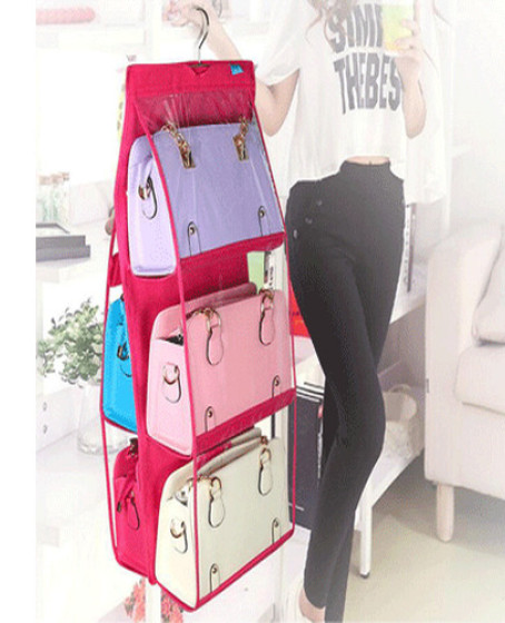 6 Gözlü Pratik Dolap İçi Çanta Askılığı/Organizer (Pembe) 6 Gözlü Pratik Dolap İçi Çanta Askılığı/Organizer (Pembe)