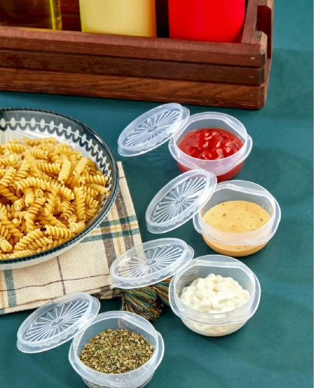 6 lı Yelpaze Kapaklı Şeffaf Mini Sosluk- Ketçap Mayonez Kabı- Kahve Yanı Şeker Lokumluk 6 lı Yelpaze Kapaklı Şeffaf Mini Sosluk- Ketçap Mayonez Kabı- Kahve Yanı Şeker Lokumluk
