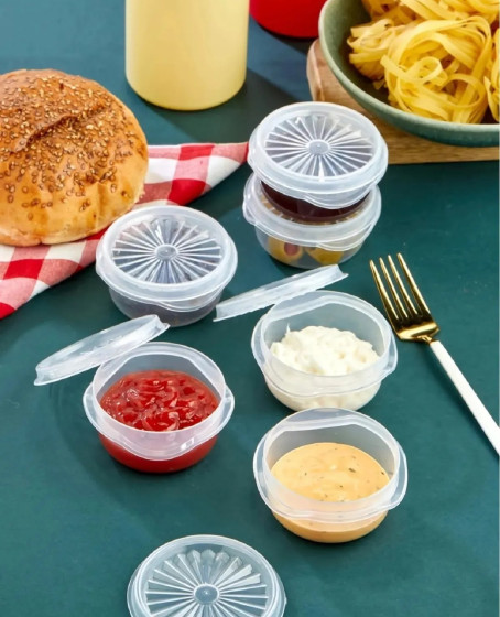6 lı Yelpaze Kapaklı Şeffaf Mini Sosluk- Ketçap Mayonez Kabı- Kahve Yanı Şeker Lokumluk 6 lı Yelpaze Kapaklı Şeffaf Mini Sosluk- Ketçap Mayonez Kabı- Kahve Yanı Şeker Lokumluk