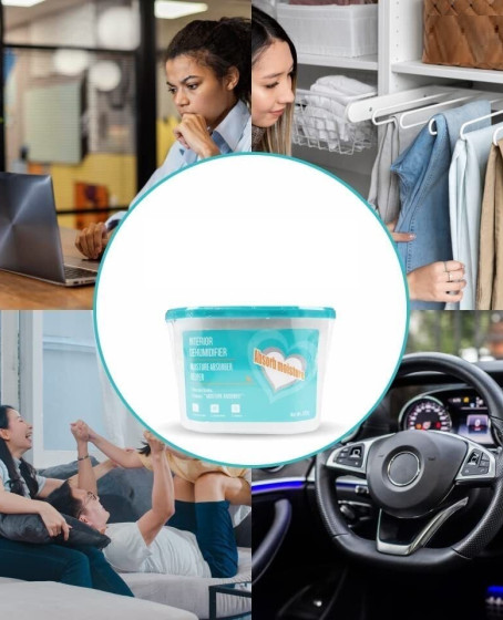 600 ML Nem Alıcı Rutubet Giderici Aparat - Limonlu Mutfak Salon Banyo Küf Koku Alıcı Granül
