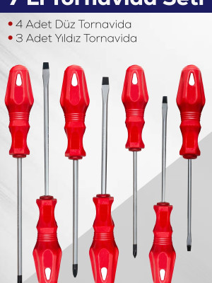 7'li Tornavida Seti (4 ADET DÜZ TORNAVİDA 3 ADET YILDIZ TORNAVİDA) 7'li Tornavida Seti (4 ADET DÜZ TORNAVİDA 3 ADET YILDIZ TORNAVİDA)
