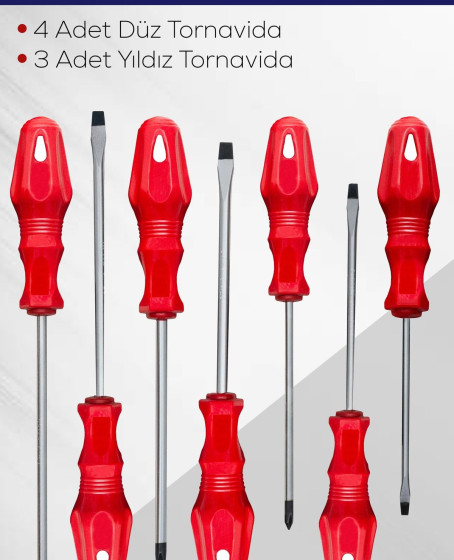 7'li Tornavida Seti (4 ADET DÜZ TORNAVİDA 3 ADET YILDIZ TORNAVİDA)