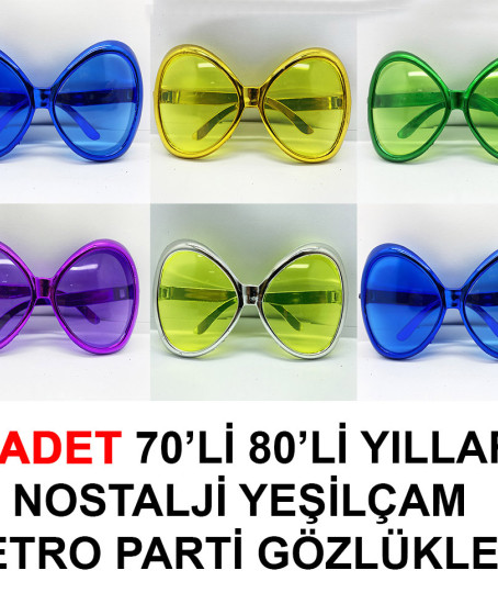 70li 80li Yıllar Nostalji Yeşilçam Retro Parti Gözlükleri 6 Adet