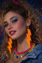 80’ler 90'lar Retro Neon Turuncu Şimşek Küpe 10 cm