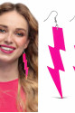80’ler 90'lar Retro Neon Pembe Şimşek Küpe 10 cm