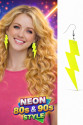 80’ler 90'lar Retro Neon Sarı Şimşek Küpe 10 cm