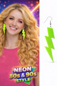 80’ler 90'lar Retro Neon Yeşil Şimşek Küpe 10 cm