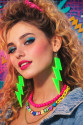 80’ler 90'lar Retro Neon Yeşil Şimşek Küpe 10 cm