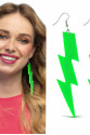 80’ler 90'lar Retro Neon Yeşil Şimşek Küpe 10 cm