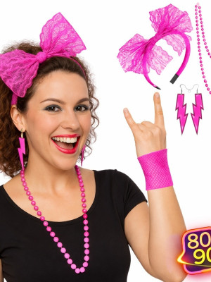 80’ler 90’lar Neon Pembe Parti Seti – Kolye Küpe Taç 80’ler 90’lar Neon Pembe Parti Seti – Kolye Küpe Taç