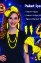 80’ler 90’lar Neon Sarı Parti Seti – Kolye Küpe Taç