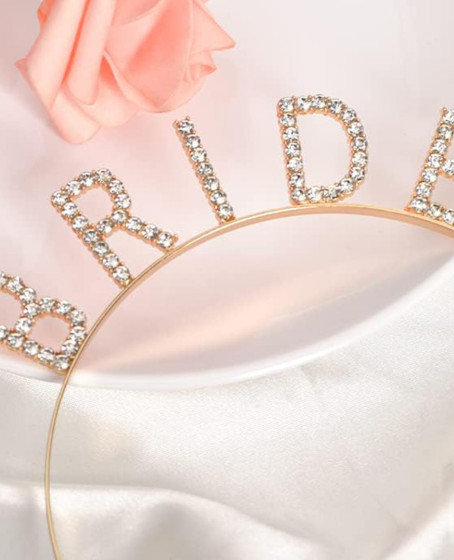 Altın Gold Renk Bekarlığa Veda Kristal Taş Bride Tacı İthal 16x10 cm