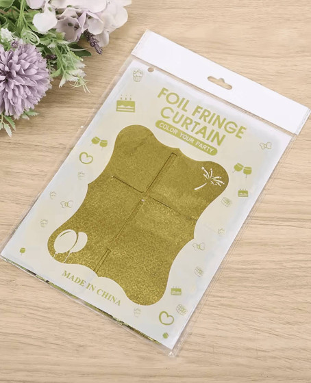 Altın Gold Renk Dikdörtgen Kesim Parlak Sim Görünümlü Fon Perde Dekor 1x2 Metre