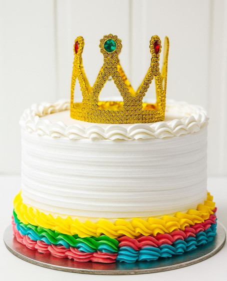 Altın Işıltılı Pasta Tacı Pasta Üstü Taç Plastik Malzeme 8x8 cm