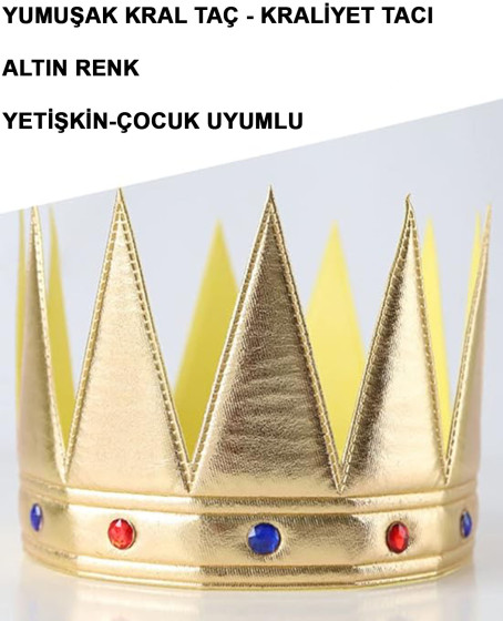 Altın Renk Eva Yumuşak Kral Kraliyet Tacı Yetişkin Çocuk Uyumlu 55 cm