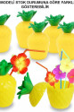 Ananas Hawaii Luau Aloha Pipetli İçecek Kabı Bardak 10x13 cm 1 Adet