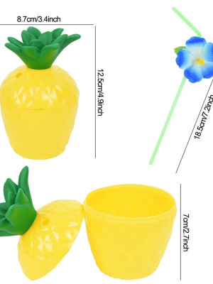 Ananas Hawaii Luau Aloha Pipetli İçecek Kabı Bardak 10x13 cm 1 Adet Ananas Hawaii Luau Aloha Pipetli İçecek Kabı Bardak 10x13 cm 1 Adet