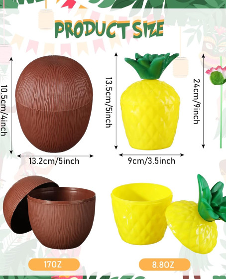 Ananas & Hindistan Cevizi Tasarımlı Pipetli Bardak Seti (6 Adet) Ananas & Hindistan Cevizi Tasarımlı Pipetli Bardak Seti (6 Adet)