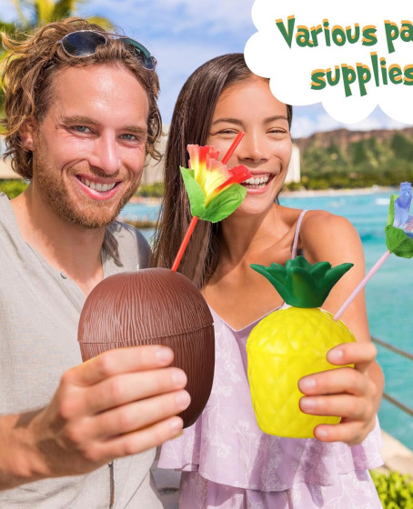 Ananas & Hindistan Cevizi Tasarımlı Pipetli Bardak Seti (6 Adet) Ananas & Hindistan Cevizi Tasarımlı Pipetli Bardak Seti (6 Adet)