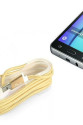 Android Örgü Şeklinde Renkli Çelik Şarj Data Kablosu - Gold Android Örgü Şeklinde Renkli Çelik Şarj Data Kablosu - Gold