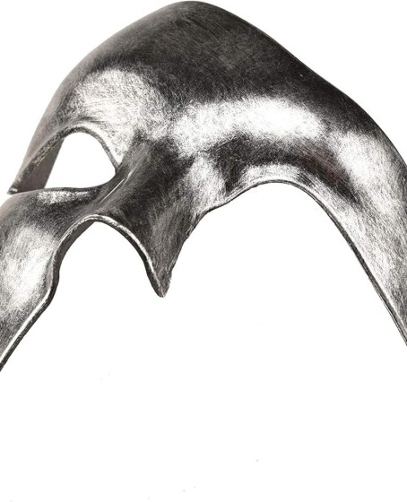 Antik Eskitme Gümüş Erkek Yarım Maske - Phantom & Balo Maskesi