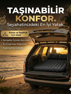 Araç İçi Şişme Yatak Araba Ve Kamp Yatağı Çanta Elektrikli Pompa Tamir Kiti Ve Yastıklı Yatak Seti