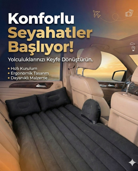 Araç İçi Şişme Yatak Araba Ve Kamp Yatağı Çanta Elektrikli Pompa Tamir Kiti Ve Yastıklı Yatak Seti Araç İçi Şişme Yatak Araba Ve Kamp Yatağı Çanta Elektrikli Pompa Tamir Kiti Ve Yastıklı Yatak Seti