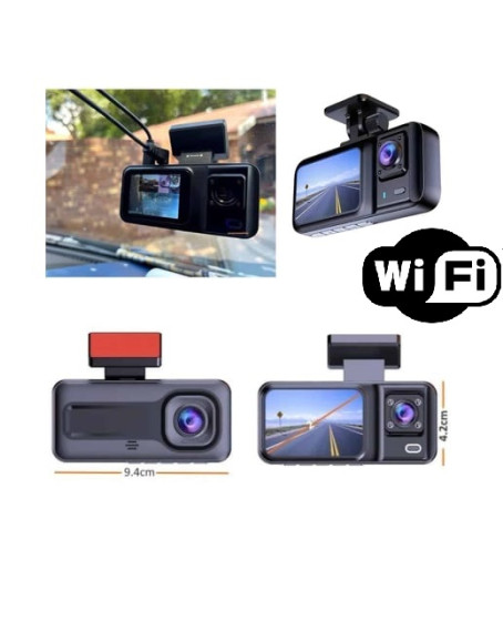 Araç Kamerası - 3 Kameralı Wifi Ön , İç ve Arka Full HD DVR Araç İçi Ekranlı Kamera Araç Kamerası - 3 Kameralı Wifi Ön , İç ve Arka Full HD DVR Araç İçi Ekranlı Kamera