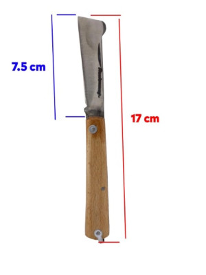 Aşı Bıçağı Profesyonel Çelik Tepeli Uçlu Bağ Ağaç Budama Aşı Çakısı 170 mm Ahşap Saplı Bıçak Çakı