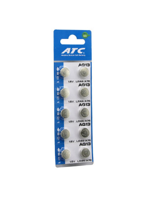 ATC ALKALİNE BUTTON BATTERY ( AG13 ) ( LR-44/A76 ) ( DÜĞME PİL ) ( ALKALİN ) ( 1.5V ) ( 10LU KART )*400 ATC ALKALİNE BUTTON BATTERY ( AG13 ) ( LR-44/A76 ) ( DÜĞME PİL ) ( ALKALİN ) ( 1.5V ) ( 10LU KART )*400