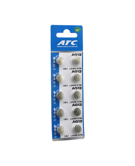 ATC ALKALİNE BUTTON BATTERY ( AG13 ) ( LR-44/A76 ) ( DÜĞME PİL ) ( ALKALİN ) ( 1.5V ) ( 10LU KART )*400