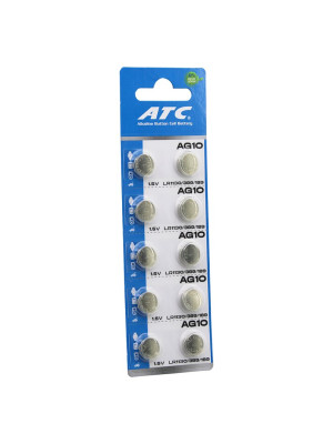 ATC ALKALİNE BUTTON BATTERY ( AG10 ) ( LR-1130/389/189 ) ( DÜĞME PİL ) ( ALKALİN ) ( 1.5V ) ( 10LU KART )*400 ATC ALKALİNE BUTTON BATTERY ( AG10 ) ( LR-1130/389/189 ) ( DÜĞME PİL ) ( ALKALİN ) ( 1.5V ) ( 10LU KART )*400