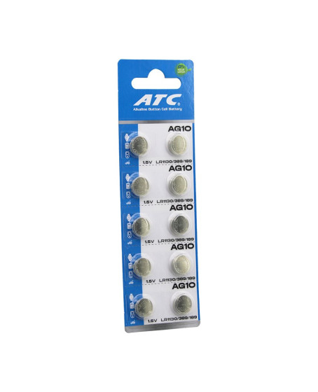 ATC ALKALİNE BUTTON BATTERY ( AG10 ) ( LR-1130/389/189 ) ( DÜĞME PİL ) ( ALKALİN ) ( 1.5V ) ( 10LU KART )*400 ATC ALKALİNE BUTTON BATTERY ( AG10 ) ( LR-1130/389/189 ) ( DÜĞME PİL ) ( ALKALİN ) ( 1.5V ) ( 10LU KART )*400